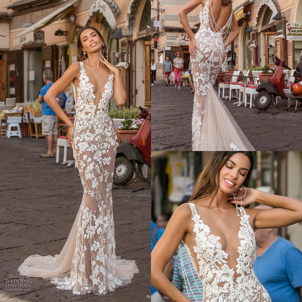 2020 Berta Mermaid Wedding Dresses Boat Neck Appliqued Sleeveless Floral Bridal Gown Backless Beading Ruffle Sweep Train Vestidos De Novia, Chocolate
2020 Berta Mermaid Wedding Dresses Boat Neck Appliqued Sleeveless Floral Bridal Gown Backless Beading Ruffle Sweep Train Vestidos De Novia, Chocolate