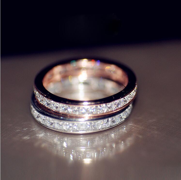 Stunning Sterg Sier&Rose Gold Fill Princess Cut White Topaz CZ Dia Women's Wedding Bridal Ring