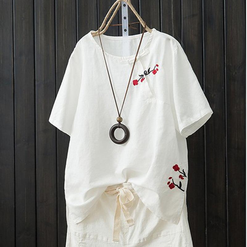 Feitong 2020 Summer Blouse Shirts Women Plus Size Cotton Linen Short Sleeve Embroidery Print O-neck Shirt Tops Women Blouses, Blue
Feitong 2020 Summer Blouse Shirts Women Plus Size Cotton Linen Short Sleeve Embroidery Print O-neck Shirt Tops Women Blouses, Blue