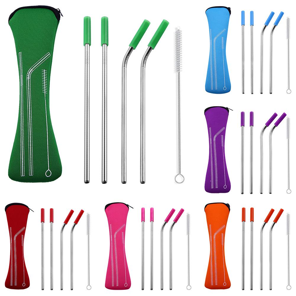 New 4Pcs Reusable Silicone Tips Cover Stainless Steel Straight Bent Drinking Straws With Bag Brush Drop Shipping
New 4Pcs Reusable Silicone Tips Cover Stainless Steel Straight Bent Drinking Straws With Bag Brush Drop Shipping