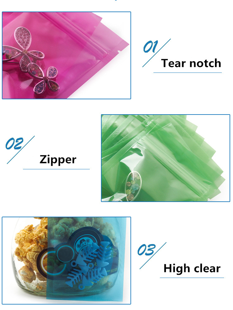 100pcs Flat Bottom Clear Plastic Zip Lock Packaging Bag Resealable Snack Powder Tea Beans Seeds Jewelry Heat Sealing Zipper Gift Storage Pouches