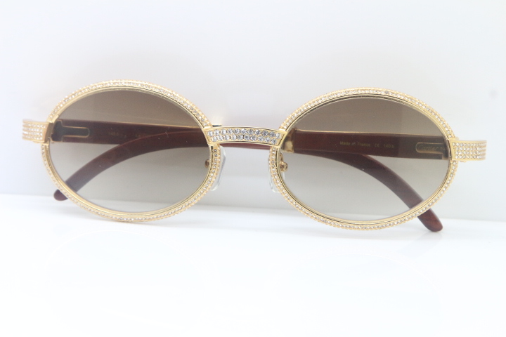 Good Quality Wood Full Frame Dia 7550178 Round Vintage Unisex High end brand designer Glasses C Decoration gold Sunglasses
