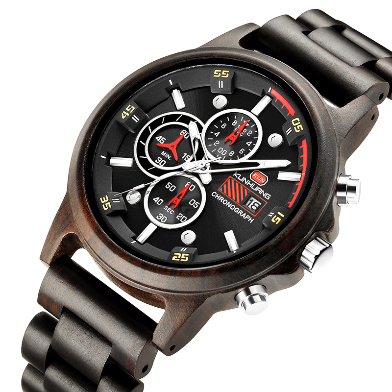 Men's Wooden Watch with Stainless Steel Dial Chronograph Luminous Hands, Zebra
Men's Wooden Watch with Stainless Steel Dial Chronograph Luminous Hands, Zebra
