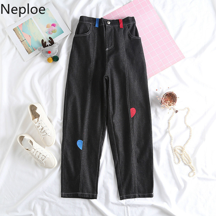 Neploe Japanese Women Jeans Pants Hit Color Love Heart Embroidery Straight Demin Trousers 2020 Spring New Long Pants 58653, Photo color
Neploe Japanese Women Jeans Pants Hit Color Love Heart Embroidery Straight Demin Trousers 2020 Spring New Long Pants 58653, Photo color