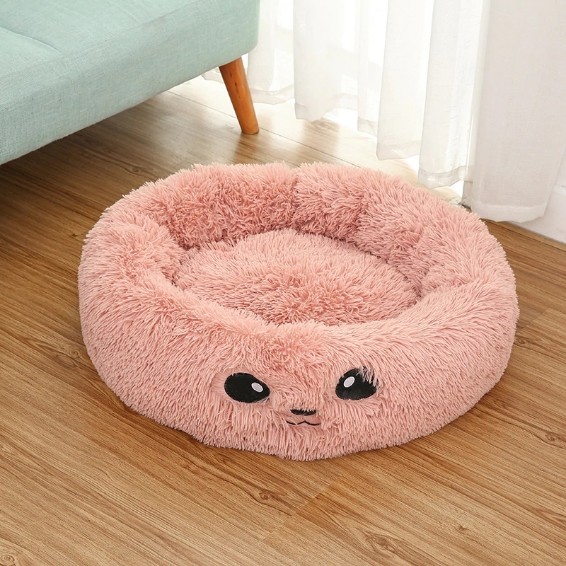 Round Dog Bed Washable long plush Dog Kennel Cats House Super Soft Cotton Mat Sofa For Dog Chihuahua Animals Pet Bed For Cat Bed 201225