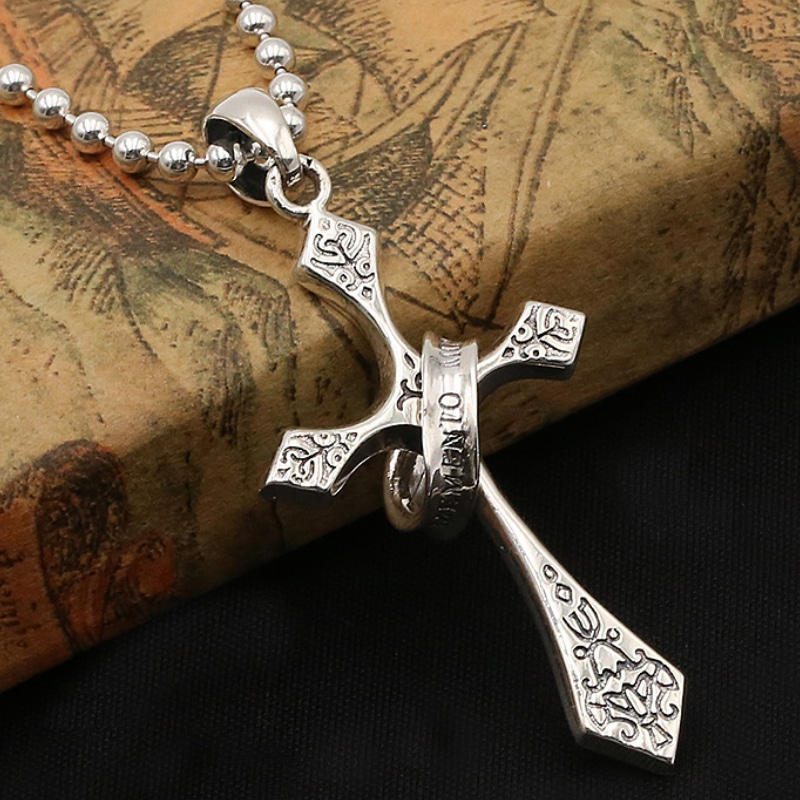 New 925 sterling silver handmade punk style jewelry American antique silver designer cross necklace pendants without chain for men women