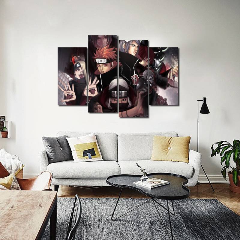 4pcs/set Unframed Naruto The Akatsuki Group Anime Poster Print On Canvas Wall Art Picture For Home and Living Room Decor