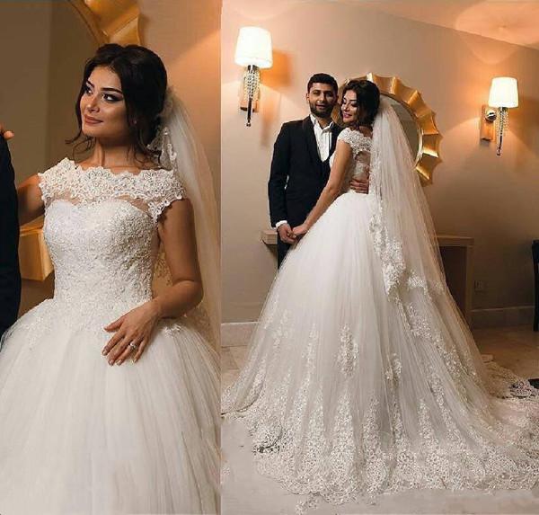 Setwell Jewel Sheer Neck Ball Gown Wedding Dresses Sleeveless Lace Appliques Beaded Floor Length Bridal Gowns, White
Setwell Jewel Sheer Neck Ball Gown Wedding Dresses Sleeveless Lace Appliques Beaded Floor Length Bridal Gowns, White