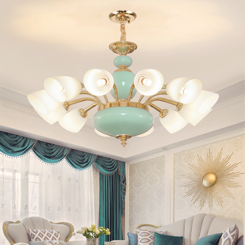 modern gold ceramic pendant lamp led light american sgold pendant lights fixture hanging lamps hotel hall living room home indoor lighting