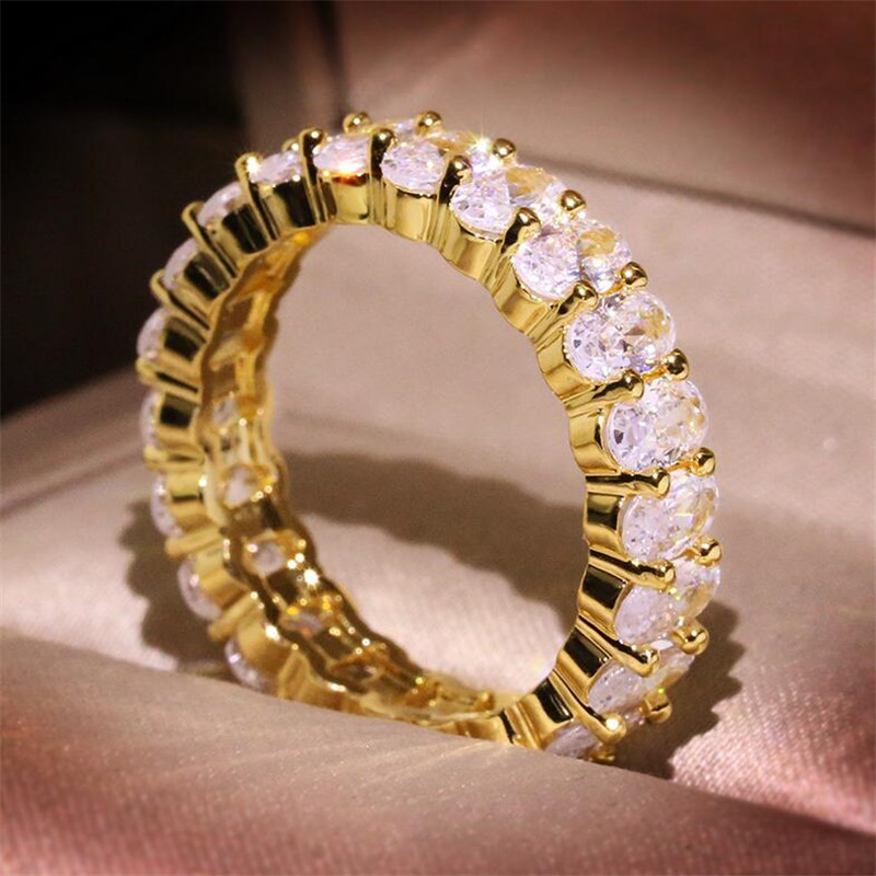 Victoria Wieck 2020 New Arrival Fashion Jewelry 925 Sterling Silver&Gold Fill Oval Cut White Sapphire CZ Diamond Stack Women Wedding Ring