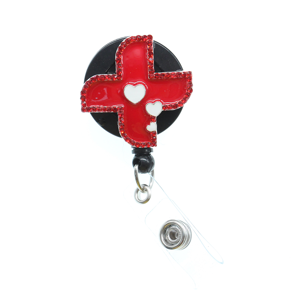 10PCS/Lot Key Rings Enamel Rhinestone Ambulance Windmill Stomach Shape ID Badge Holder With Alligator Clip Yoyo retractable reel Name Badge Reels