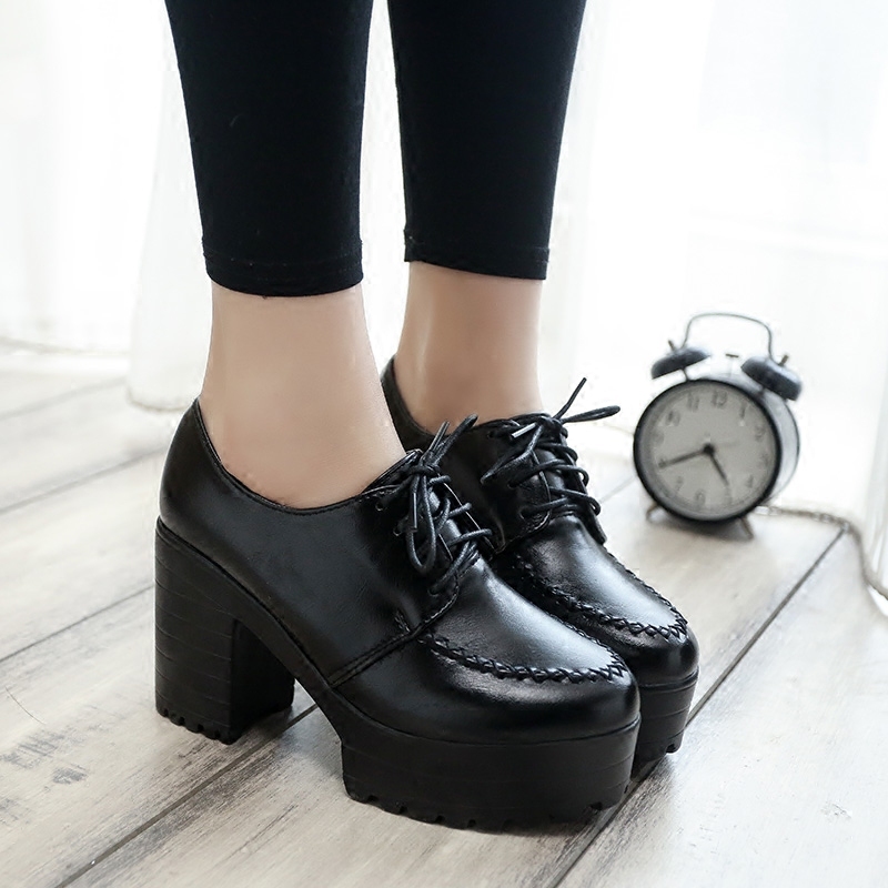 new thick with high heels thick sole shoes British women's shoes autumn laces students round head ladies casual women shoes
new thick with high heels thick sole shoes British women's shoes autumn laces students round head ladies casual women shoes