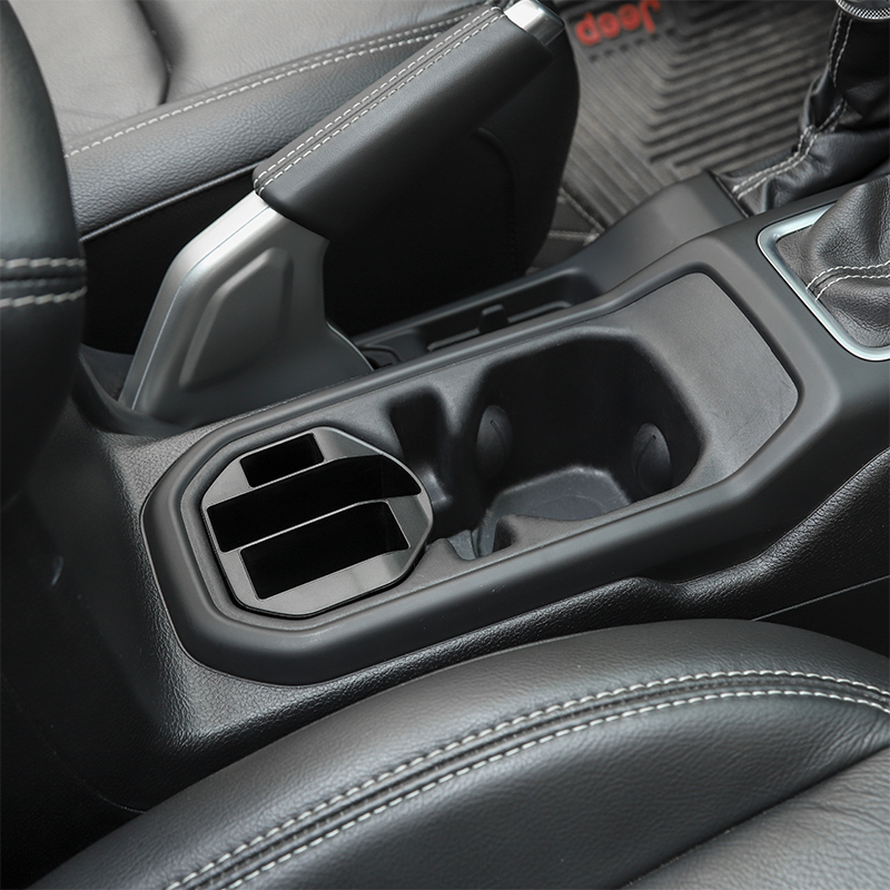 Black ABS Cup Holder Storage Box Decoration Cover For Jeep Wrangler JL 2018+ Auto Interior Accessories