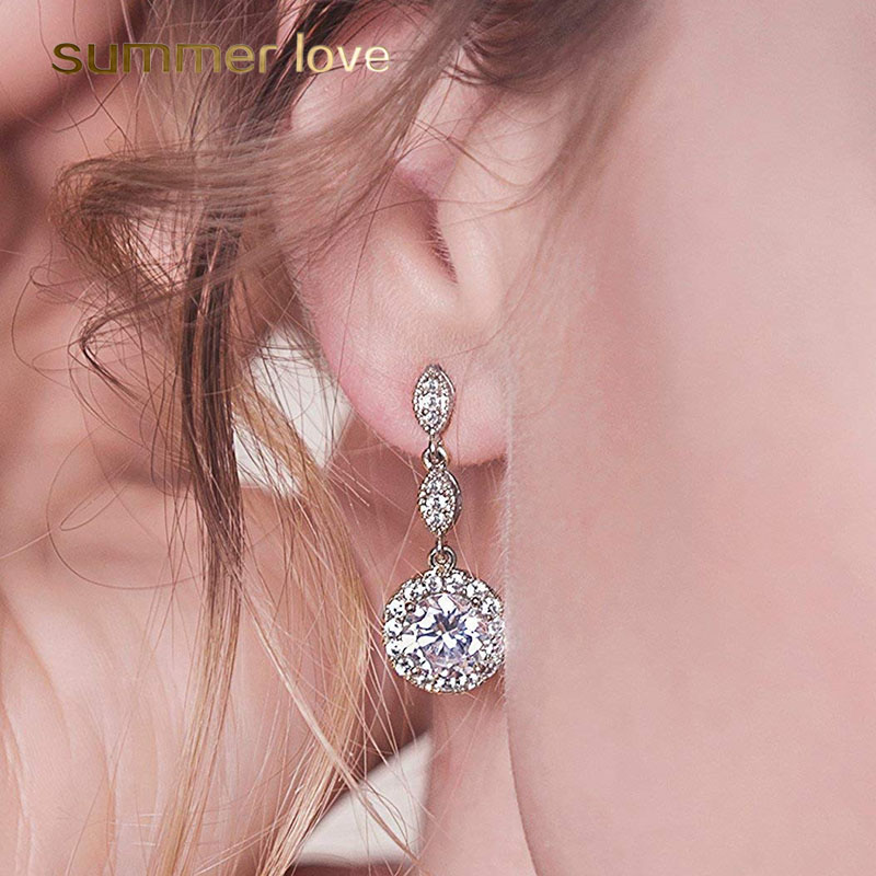2019 Newest Silver Plated 3A Cubic Zirconia Round Drop Earring For Women Elegant Copper Inlaid CZ Earring Gift For Brides Bridesmaids
2019 Newest Silver Plated 3A Cubic Zirconia Round Drop Earring For Women Elegant Copper Inlaid CZ Earring Gift For Brides Bridesmaids
