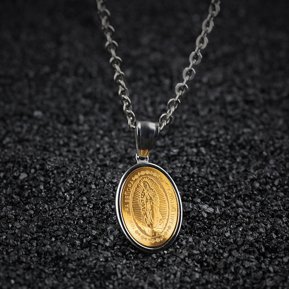can be Lettering Pendants Necklace Glossy Round Tag Jewelry Stainless Steel Necklace Men Women Lover Gift Couple Jewelry