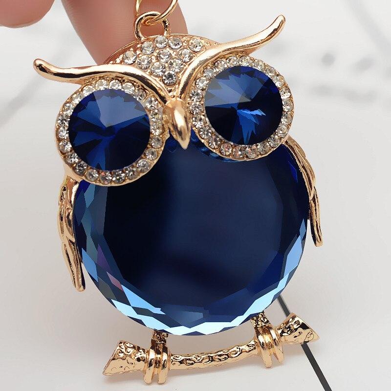 Fashion Owl Crystal Keychain Cute Cartoon Rhinestone Trinket Women Keyrings Car Key Chain Holder Female Bag Pendant Jewelry Gift