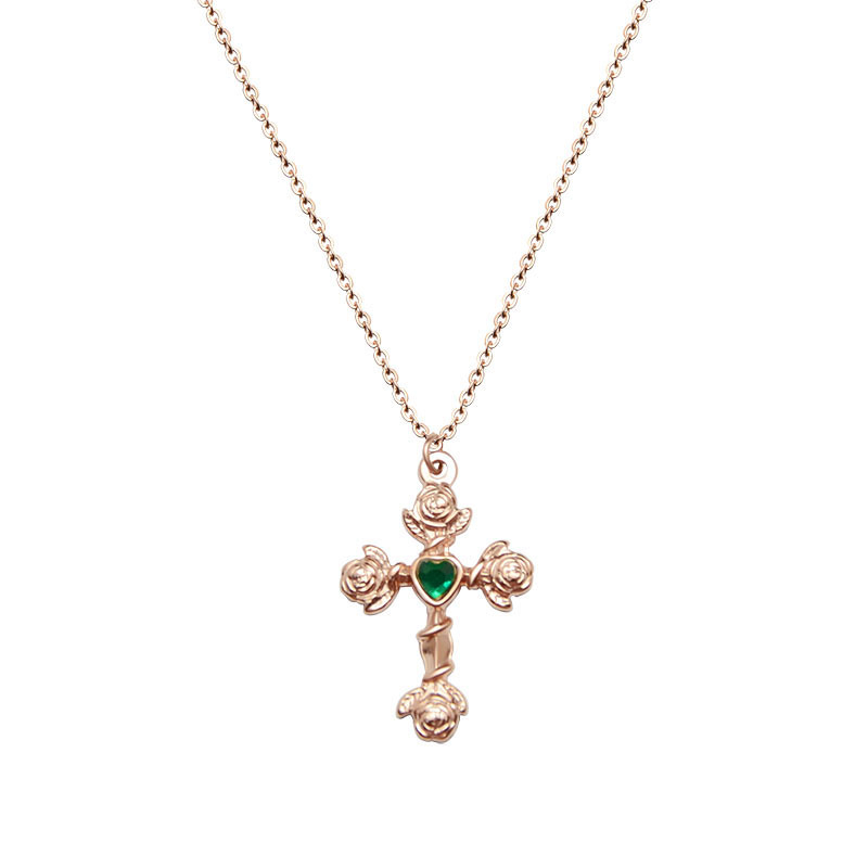 Vintage Green Crystal Rose Flower Pendant Necklaces For Women Fashion Stainless Steel Cross Clavicle Necklace 2020 New Arrivals
Vintage Green Crystal Rose Flower Pendant Necklaces For Women Fashion Stainless Steel Cross Clavicle Necklace 2020 New Arrivals