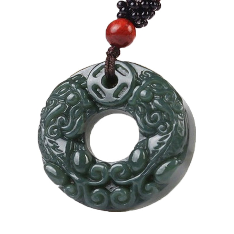 Lockets Fashion Lover's Necklace Pendant Natural Green Nephrite Jade Carved Pixiu Donuts Bring Wealth Jewerly Free Rope
Lockets Fashion Lover's Necklace Pendant Natural Green Nephrite Jade Carved Pixiu Donuts Bring Wealth Jewerly Free Rope