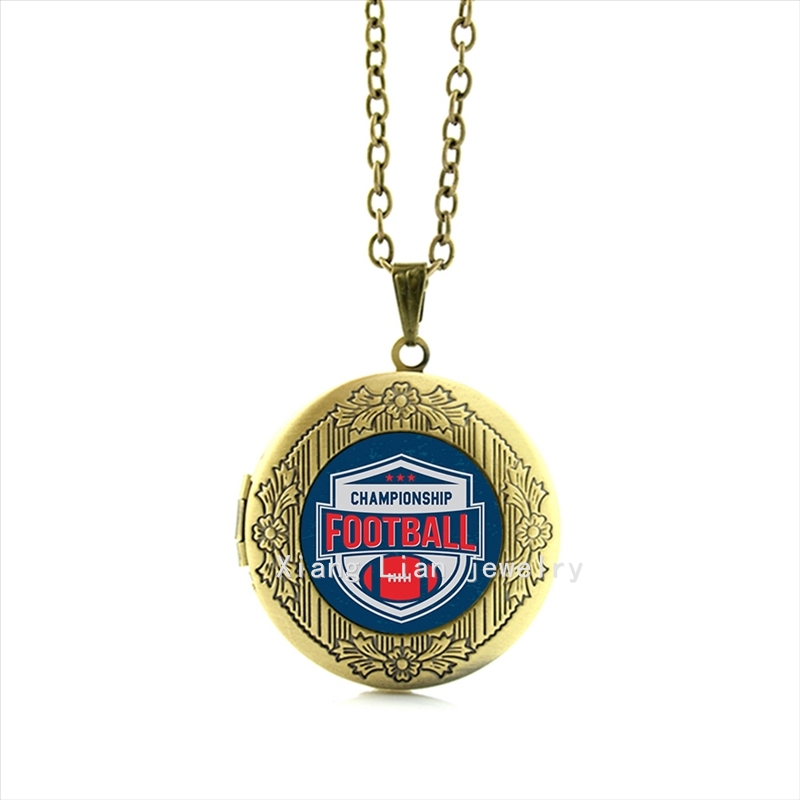 Fashion- newest glass cabochon jewelry locket necklace Newest mix 32 sport team accessory gift for female friend male friendNF043