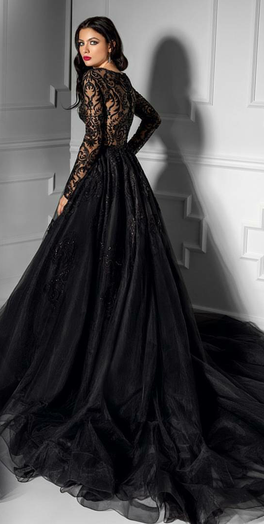 2019 Arabic Black Prom Dresses Illusion Lace Applique Long Sleeve Sequined Formal Party Evening Dresses Bien Savvy Sexy Bridal Gowns