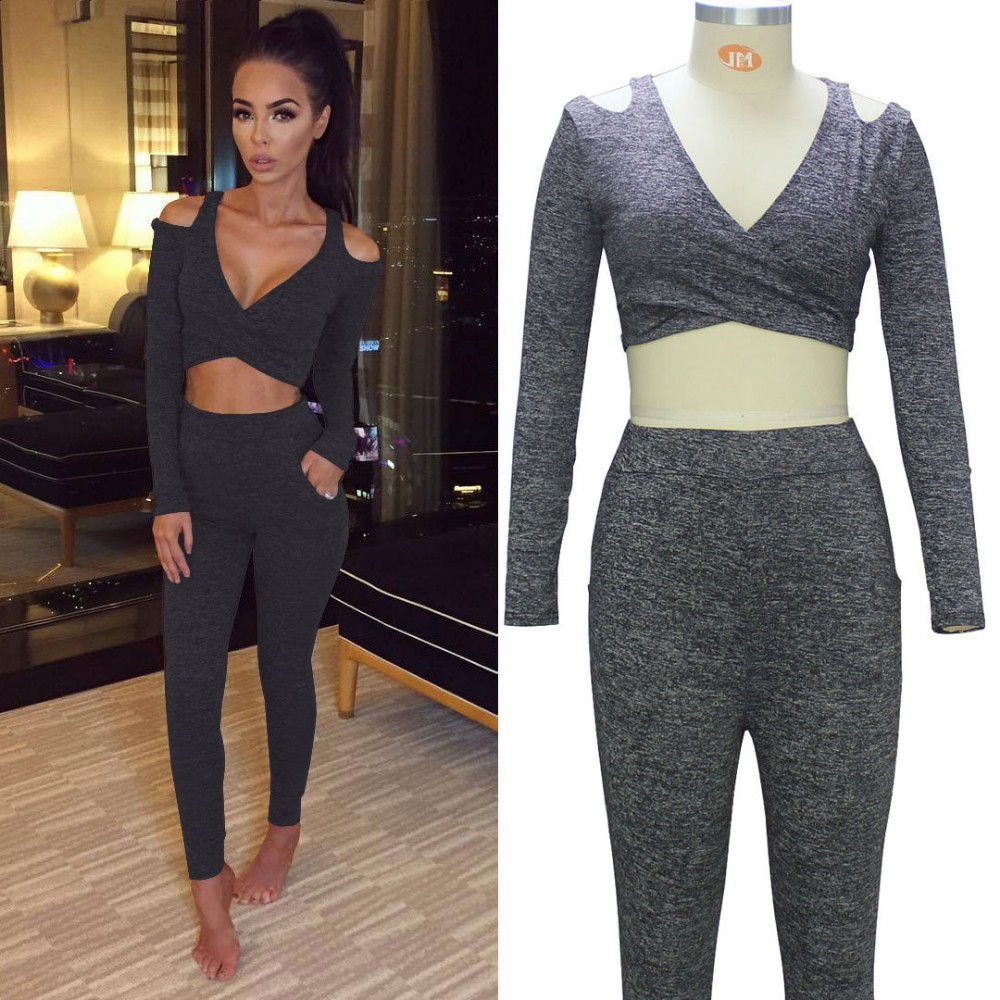 Women Sweaters Knitting suits 2 Pieces Sets Knitted Sweater Tops and long pant tracksuit C18120501