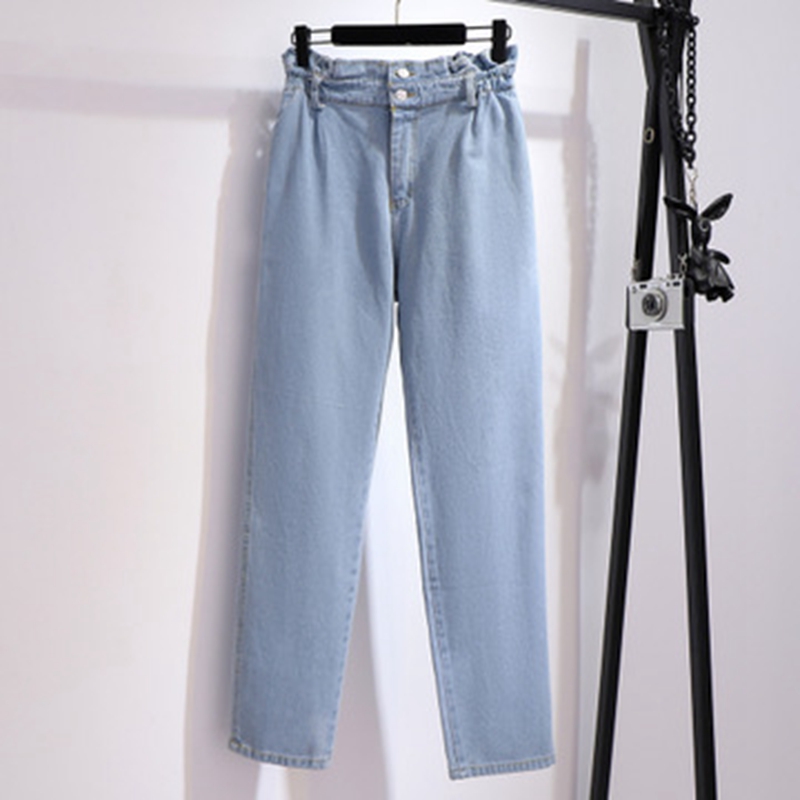 Large size women's summer new casual fashion straight Harlan denim wild thin high waist wide leg bud pants plus size jeans, Blue
Large size women's summer new casual fashion straight Harlan denim wild thin high waist wide leg bud pants plus size jeans, Blue