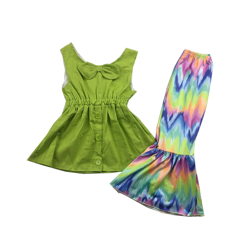 green color girls summer outfits tie dye boutique short sets sleeveless woven clothes, Black 
green color girls summer outfits tie dye boutique short sets sleeveless woven clothes, Black