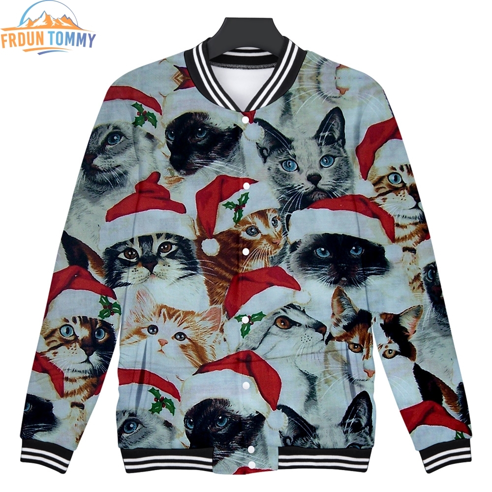 2019 New Christmas Day 3D printing fashion Casual Baseball Jacket Women and men Warm and comfortable Hot Sales kpops Jacket T200111