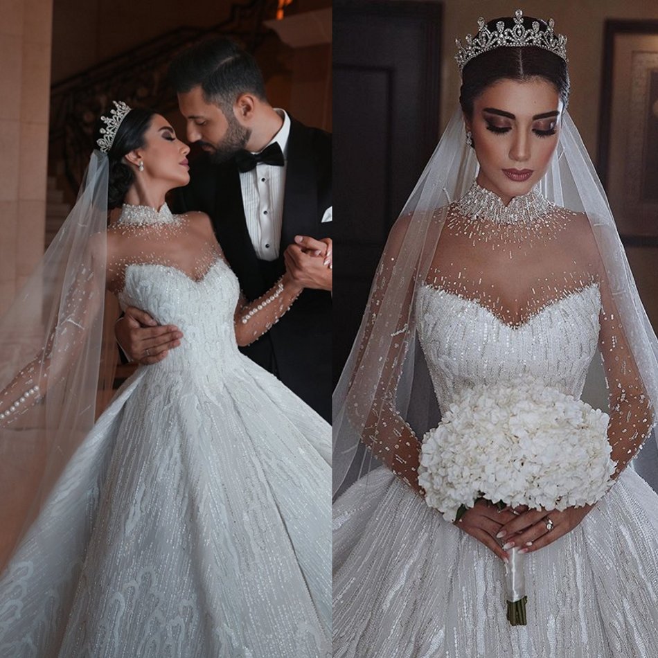 Gorgeous A Line Wedding Dresses Sheer Neck Long Sleeve Appliques Beads Sequins Lace Plus Size Wedding Dress Sweep Train Robes De Mariée, Lavender
Gorgeous A Line Wedding Dresses Sheer Neck Long Sleeve Appliques Beads Sequins Lace Plus Size Wedding Dress Sweep Train Robes De Mariée, Lavender