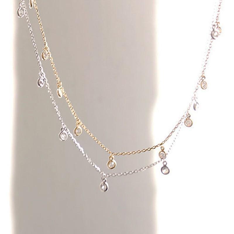 New Rhinestone Jewelry Circle Short Necklace Fashion Trendy Handmade Link Chain Choker Necklace Gift For Women Girls Gold Silver Color