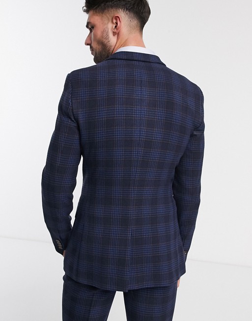 New Fashion Plaid Men's Suit Wedding Tuxedo Formal Slim Fit Two Button Groom Prom Dinner Blazer Suits(Jacket+Pants)