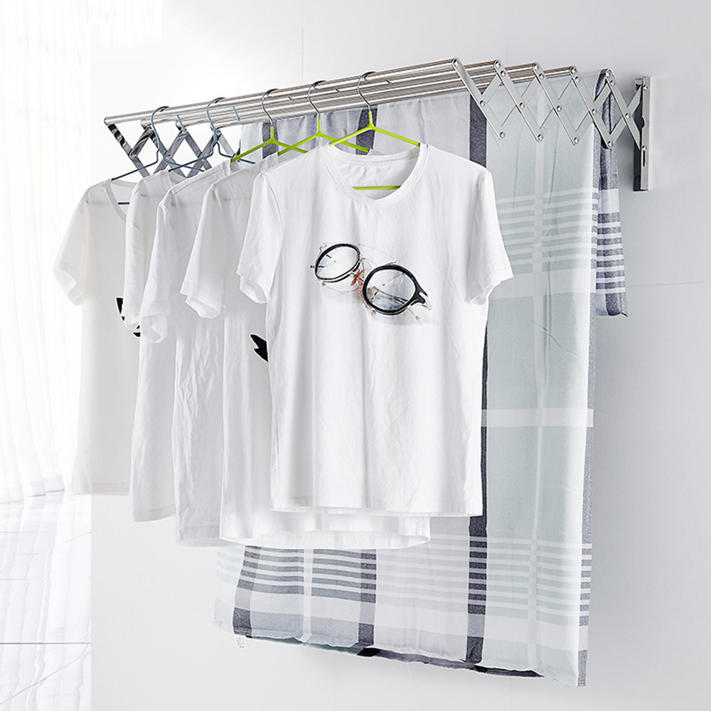 

40cm/50cm Adjustable Clothes Rack Wall Mounted Stainless Steel Hangers For Clothes Space Saver Collapsible Drying Rack