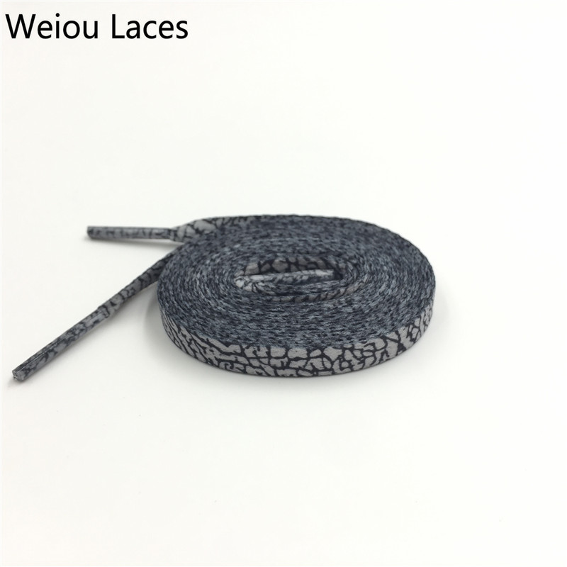 Weiou Galaxy Popular Elephant Printed Shoelaces Plain Flat Shoe Lace monolayer sublimated Ribbon Decor boot laces Strings grey black 120cm