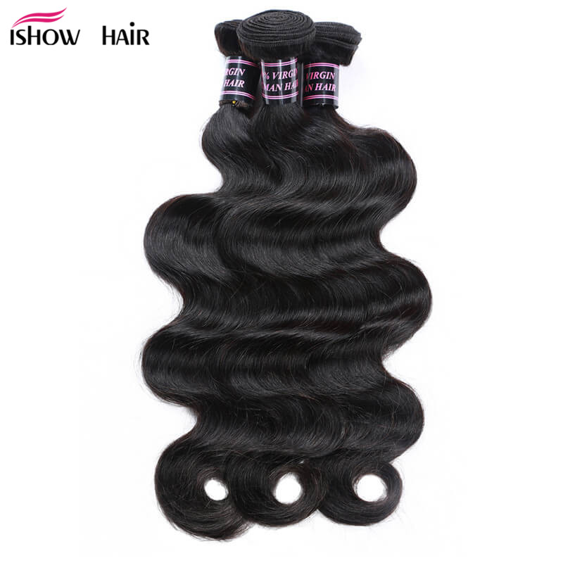 Ishow Mink Brazilian Hair Weave Bundles Wefts Body Yaki Straight Loose Deep Water Virgin Human Hair Extensions for Women Girls All Ages Natural Black