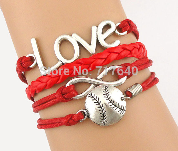 Wholesale- choose Infinity Cheer Charm Fashion Speaker Cheerleaders Bracelet friendship leather bracelets for gift customs sports
