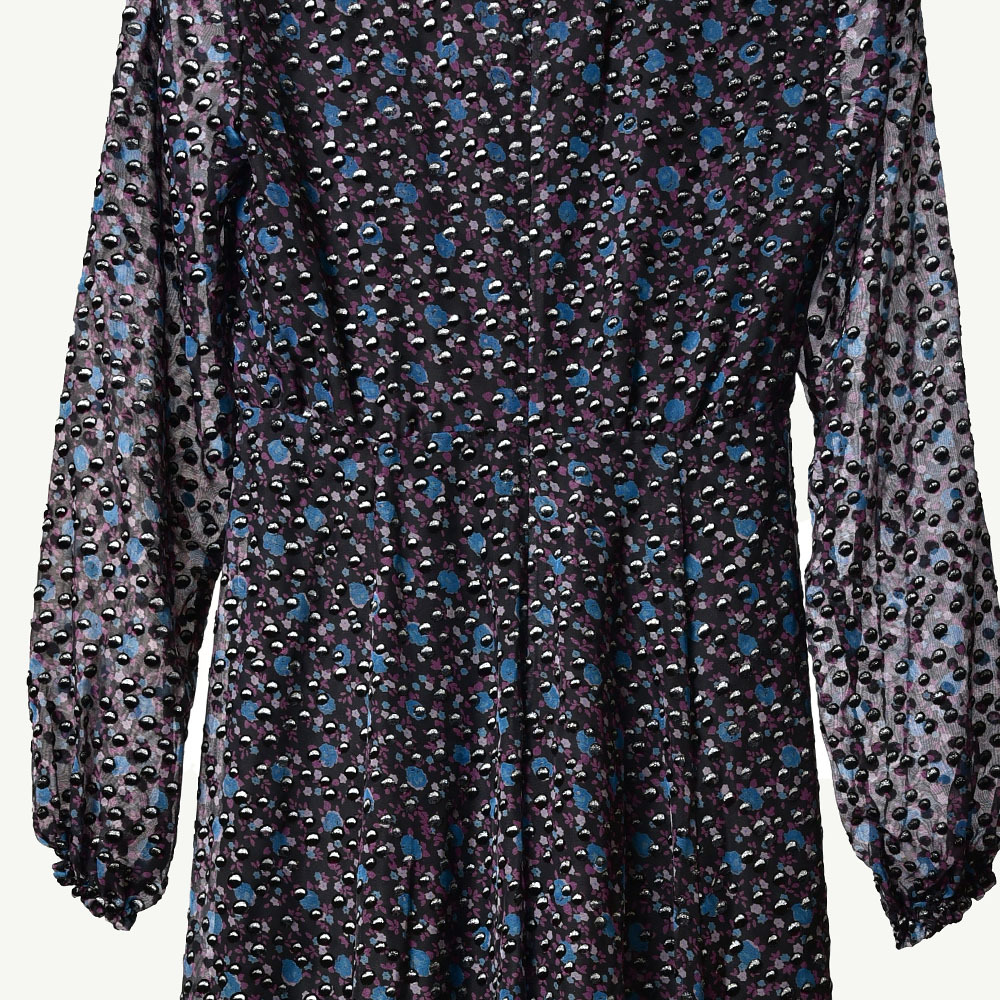 2020 Spring Summer Long Sleeve V Neck Multicolor Polka Dot Print Asymmetry Mid-Calf Dress Women Fashion Dresses W1815116