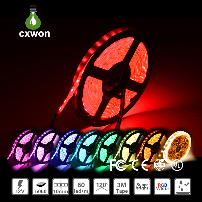 12V LED Strips SMD 5050 2835 IP20 IP65 IP67 flex Lights Strip 14lm/W 300leds Fexible RGB