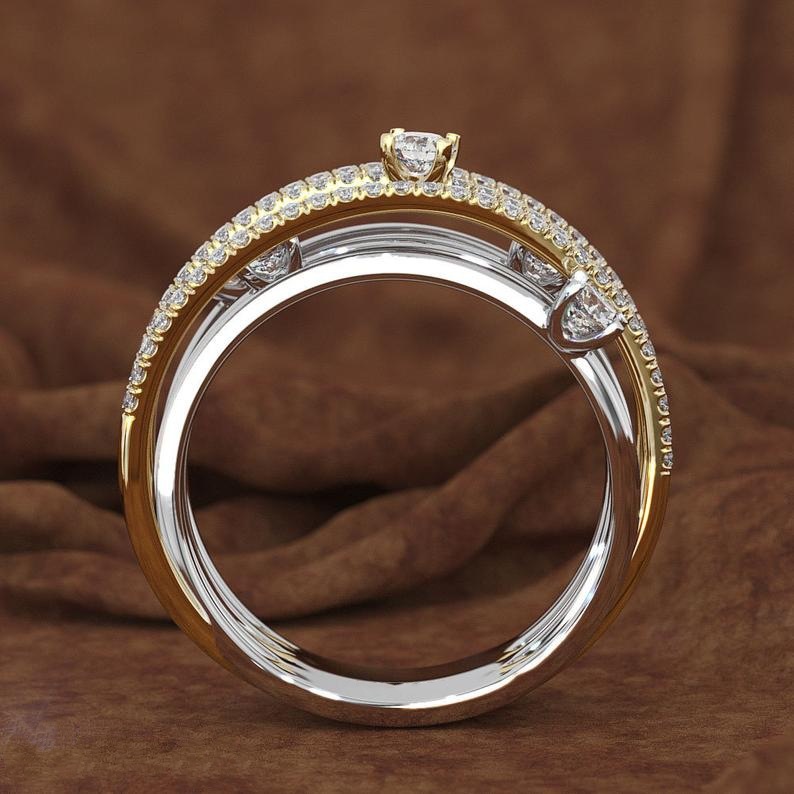 14K 3 Colors Gold Diamond Ring for Women Topaz 1 carat Gemstone Bizuteria Anillos Sliver Jewelry Engagement diamond Ring box LY191217