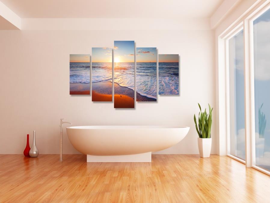 5 Piece Canvas Art Paint Sunset Seascape Beach Decorative Canvas Wall Painting Modular Pictures Oil Paintings No Frame