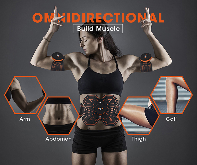 Rechargeable Wireless Abdominal Muscle ABS EMS Sticker Smart Fitness Massage Stimulator Body Slimming belt253y