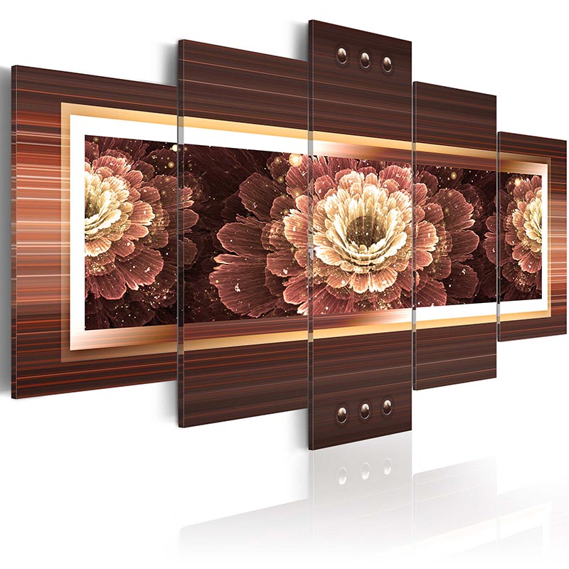 5PCS/Set Flower Burning Heart Space Planet Abstract Metal Wave Art Print Frameless Canvas Painting Wall Picture Home Decoration No Frame