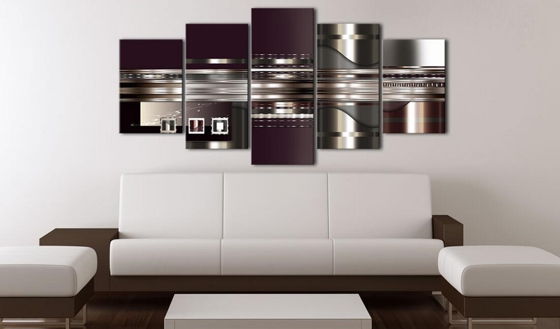 5 Panels Hot Canvas Print Striped Silver Landscape Poster Modern Home Wall Decor Painting Canvas Printing Art HD Print Painting