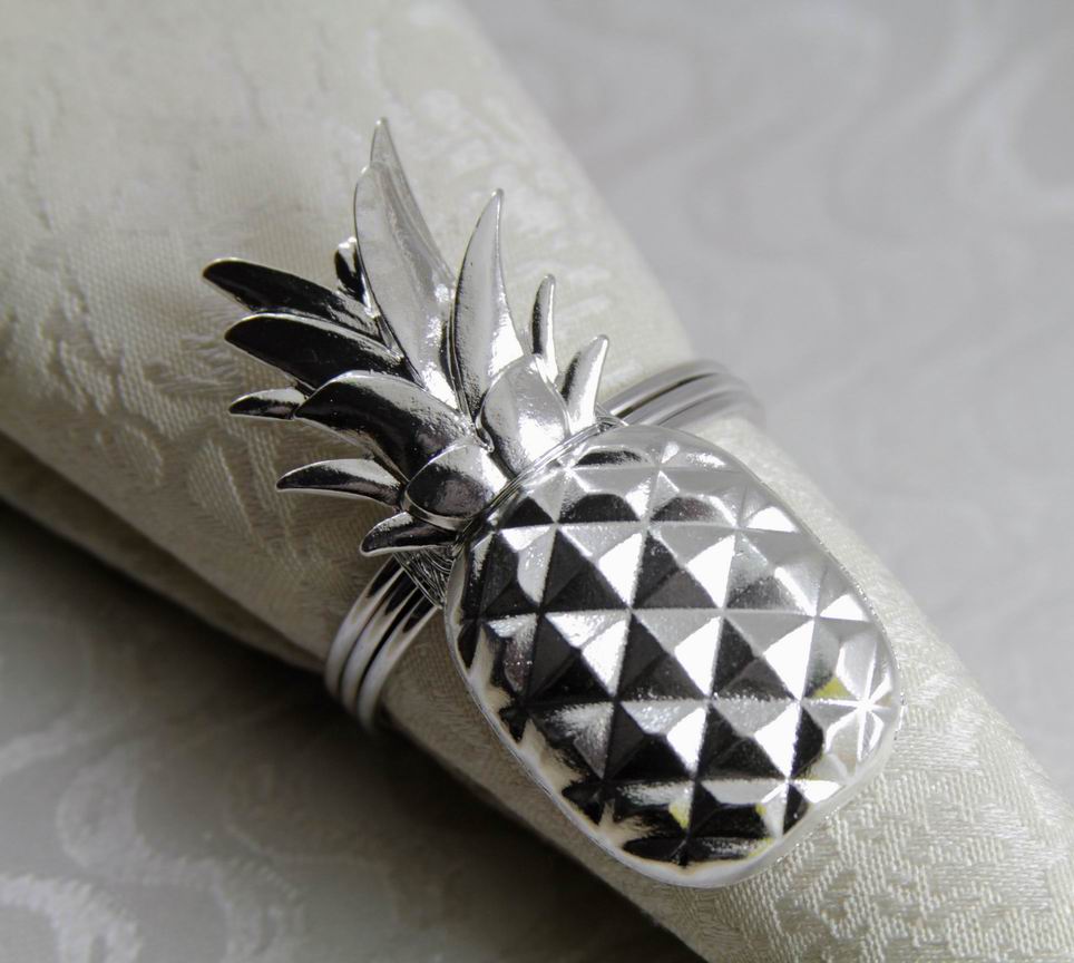 metal napkin ring pineapple shape napkin holder for wedding decoration gold silver 24 pcs free shipping