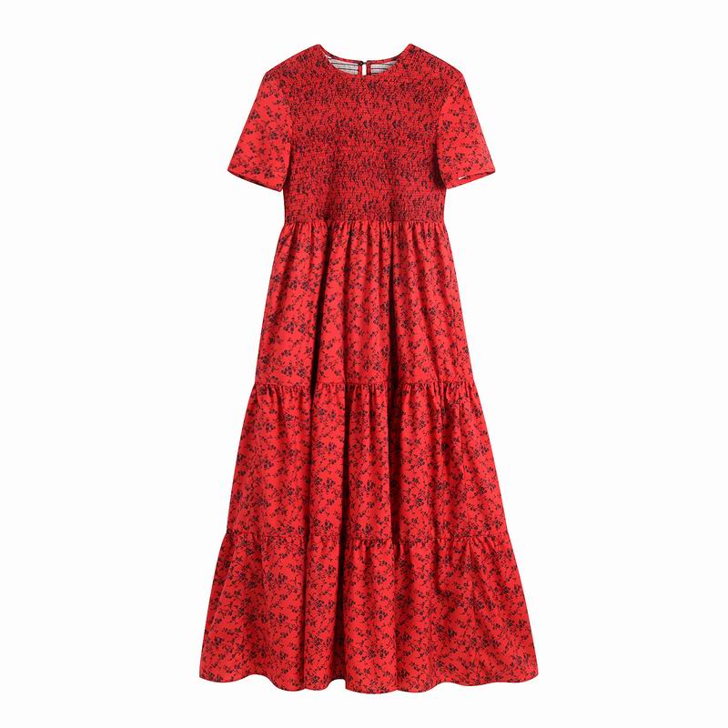 Spring 2019 New Women Dresses Red Floral Prints Elastic Bust O-Neck Short Sleeve Feminino Vestidos Female Long Maxi Dress, Green
Spring 2019 New Women Dresses Red Floral Prints Elastic Bust O-Neck Short Sleeve Feminino Vestidos Female Long Maxi Dress, Green