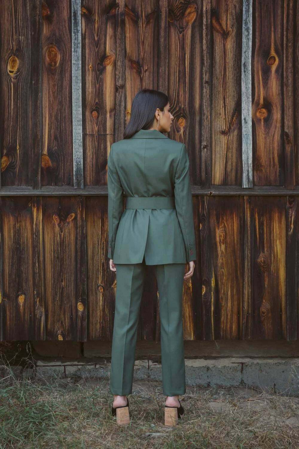 Green Blazer Ladies Women Suit Double Breasted Casual Coat Jacket Pants Mother of the Bride Suits Formal Wedding Guest Wear