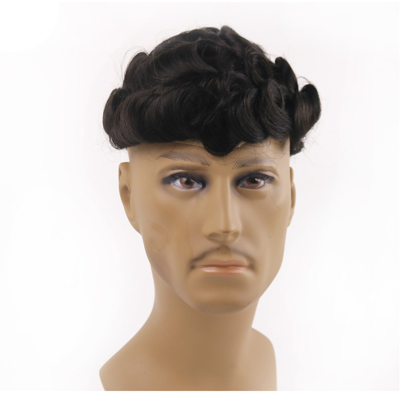 Free Shipping Natural Black Color Toupee for Men Full Swiss Lace Hair Pieces Brazilian Virgin Human Hair Replacement