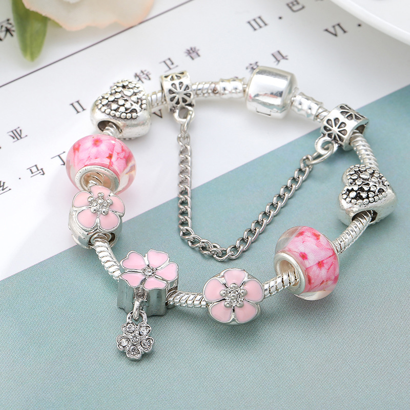 Wholesale- European Charm Pink/blue Bead Pandora Bracelet for Women's Magnolia pendant Snake Bone Bracelet Jewelry
Wholesale- European Charm Pink/blue Bead Pandora Bracelet for Women's Magnolia pendant Snake Bone Bracelet Jewelry