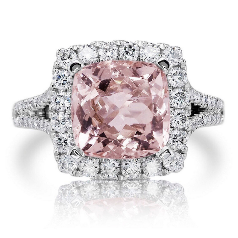 Choucong New Arrival Hot Sale Luxury Jewelry 925 Sterling Silver Cushion Shape Pink Sapphire CZ Diamond Wedding Band Ring for Women GifT