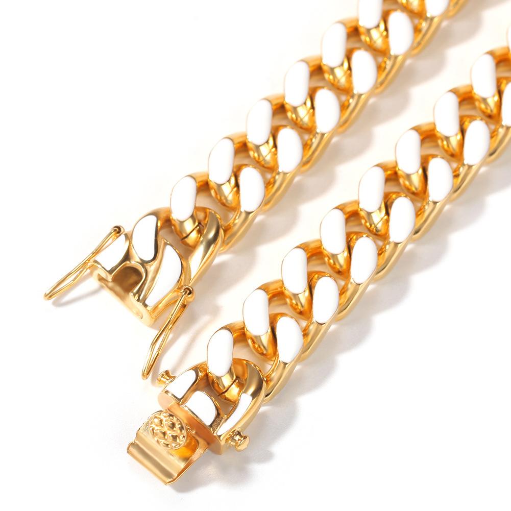 New 12mm 8 Colors New Fashion Gold Colorful Enamel Cuban Link Chain Mens Personalized Choker Necklace Hip Hop Rapper Jewelry Gifts for Men
