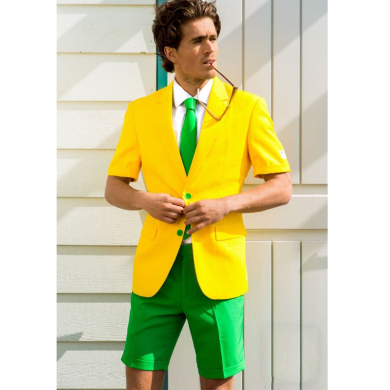 Yellow and Green Summer Fashion Men's Suits with Short Pants for Wedding Tuxedos 2 piece Male Beach Blazer Latest Coat Design, Black
Yellow and Green Summer Fashion Men's Suits with Short Pants for Wedding Tuxedos 2 piece Male Beach Blazer Latest Coat Design, Black